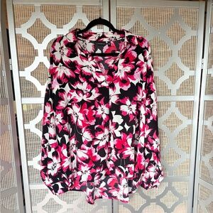 Charming Floral Blouse - Pink and Black